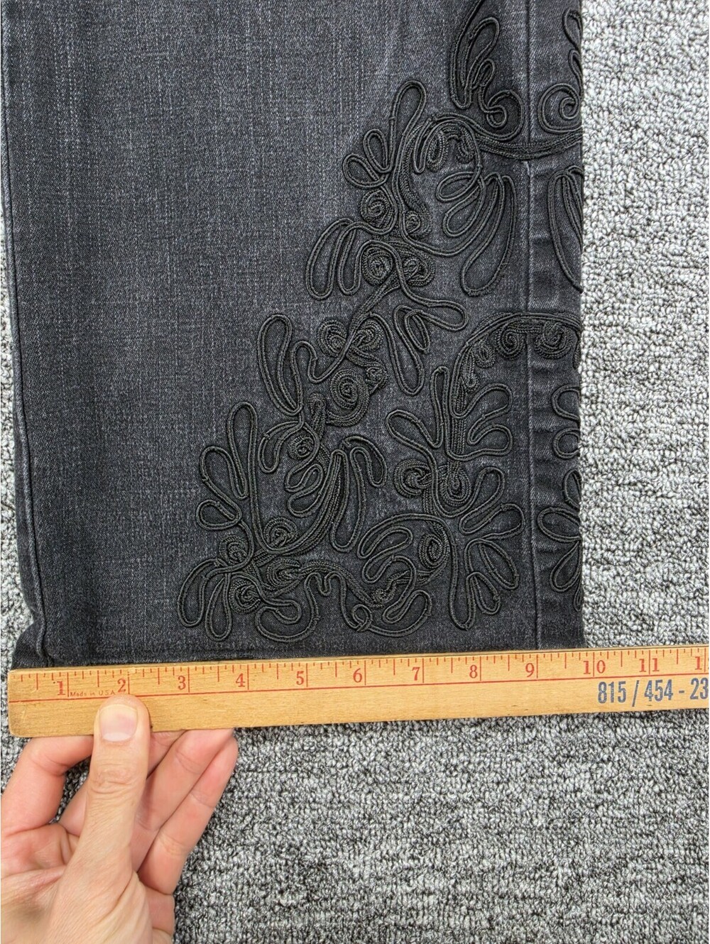 Avenue Jeans Women Plus Capri Black Dark Wash Embroidered Stretch 5-Pocket - Picture 9 of 15